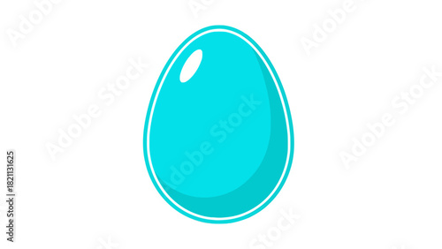 A single blue egg with a white outline and highlight