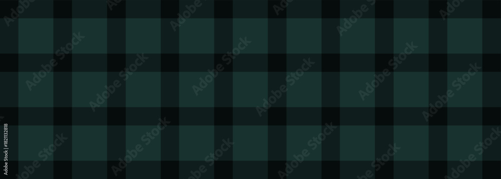 Obraz premium Seamless dark green buffalo plaid pattern with bold checkered squares in deep forest tones, perfect for Christmas, winter décor, textiles, and cozy backgrounds