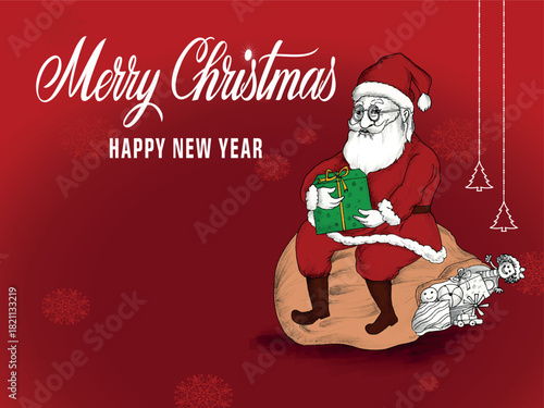 Christmas card with Santa Claus