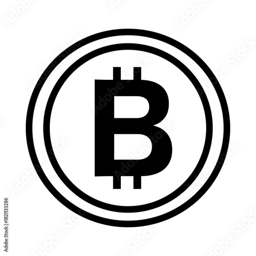 B Coin Outline Icon – Digital Currency Vector