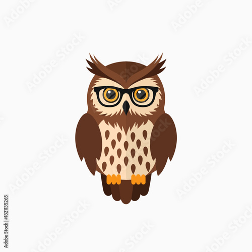 Wise Owl Character Wearing Glasses and Holding an Open Book About Learning and Education