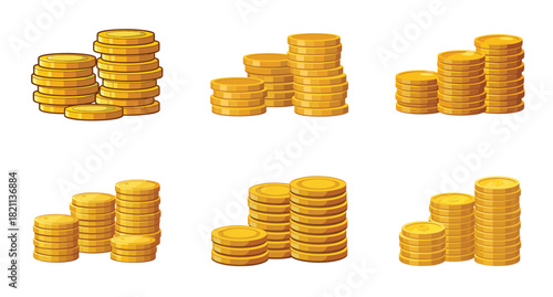 Stacks of shiny gold coins representing wealth and monetary investment options