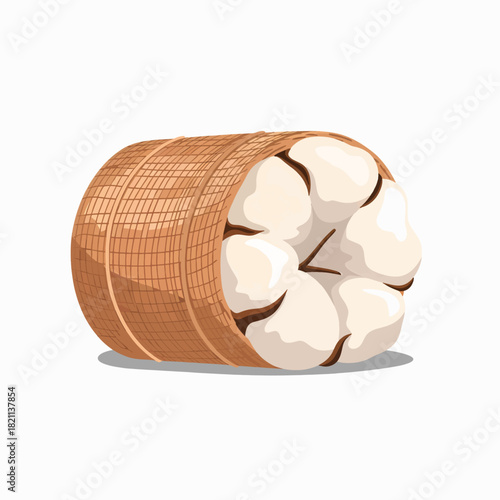 Basket full of fluffy white cotton bolls ready for harvesting and processing for textiles