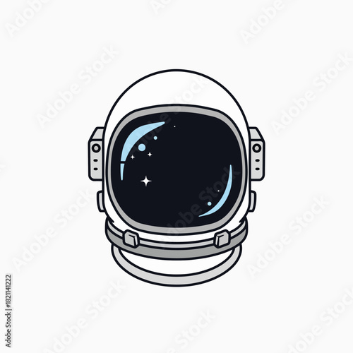 A Retro Astronaut Helmet Reflecting a Starry Galaxy and Nebula in Outer Space Exploration