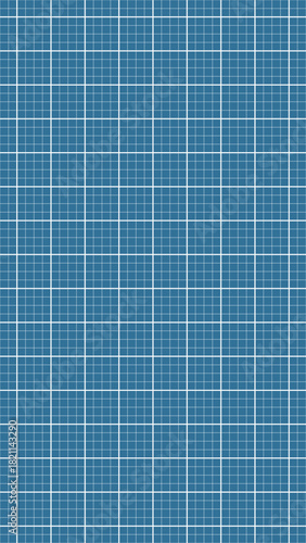 Blue grid seamless pattern with white lines, square cell geometric background, technical drawing paper style, abstract grid texture for design, engineering, blueprint, tiling, wallpaper