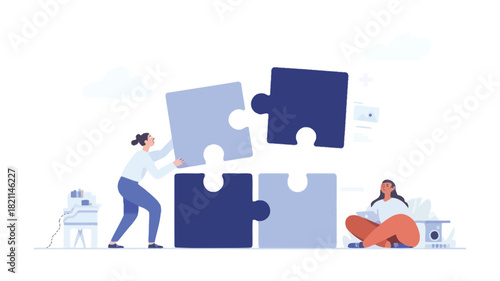 Visual representation of a person strategically dividing a large complex project into smaller manageable tasks symbolizing effective project management and problem solving