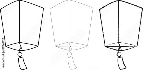 Sky Lantern Outline Icon vector Set.
