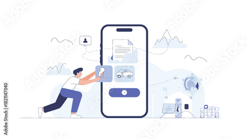 Abstract digital illustration depicting secure access and authentication with a document icon featuring vibrant color gradients and geometric shapes for technology and data security concepts