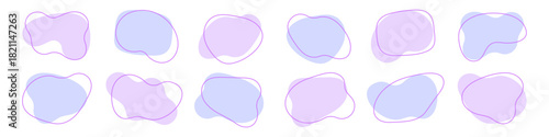 Organic blob shapes with pastel purple and blue colors, suitable for modern text boxes or frames