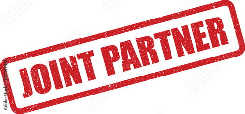 Distressed rectangular rubber stamp featuring bold text Joint Partner symbolizing collaboration and agreement in business