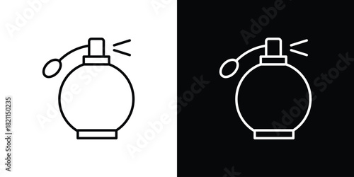 Round perfume bottle icon outline. Vector isolated pictogram for web