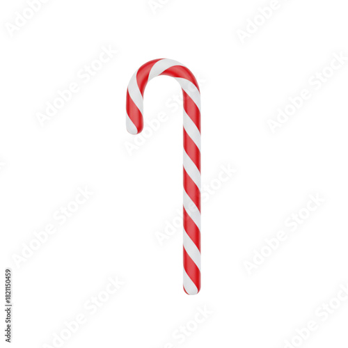 Classic red and white striped candy cane 3d render