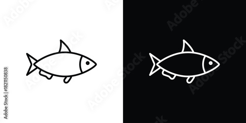 Sardine icon outline. Vector isolated pictogram for web