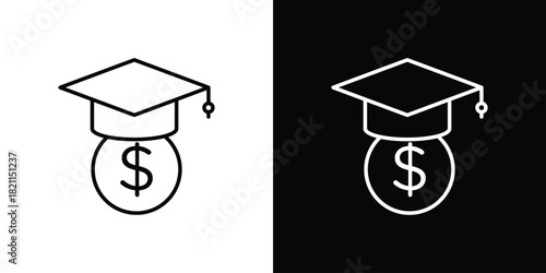 Scholarship icon outline. Vector isolated pictogram for web