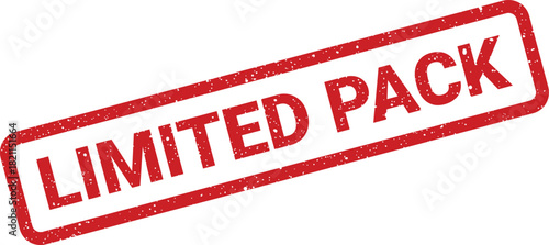 Distressed rectangular seal featuring LIMITED PACK text with worn texture, perfect for promotional material and special product offers