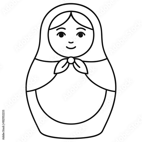 Coloring page illustration of a Matryoshka doll in line art style