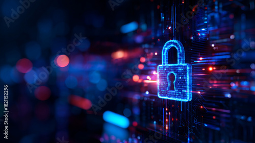 Futuristic digital lock symbolizing advanced security and encryption technology