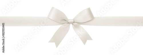 white ribbon with bow isolated on white background.