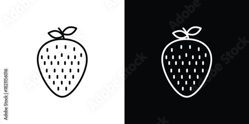 Strawberry icon outline. Vector isolated pictogram for web