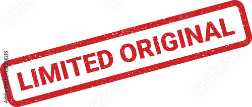 Distressed red rubber stamp featuring Limited Original text, perfect for exclusive items and authentic product labeling
