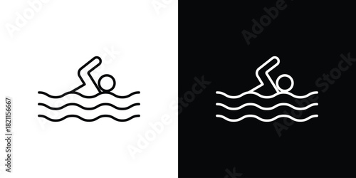 Swim icon outline. Vector isolated pictogram for web