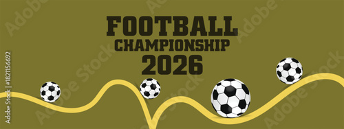 2026 Football Championship Retro Golden Sports Banner with Clean Layout