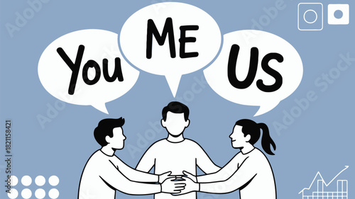 Three minimalist abstract figures in various poses on a deep steel blue background ideal for modern design