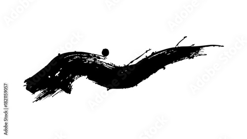 Abstract black grunge paint brush stroke ink splash on isolated white background isolated on transparent background, Vector, illustration