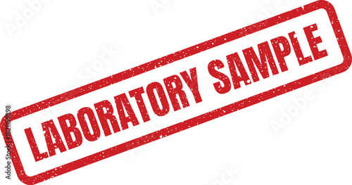 Distressed red rubber stamp with LABORATORY SAMPLE wording, signifying a specimen collected for scientific analysis or testing