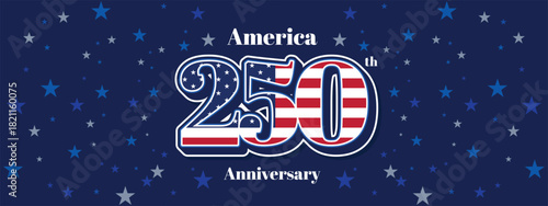 Night sky themed USA 250 anniversary banner with glowing stars and celebratory patriotic layout