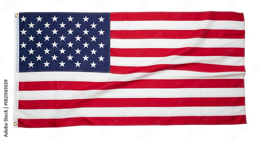 Fototapeta premium Flat American flag against black background spread out