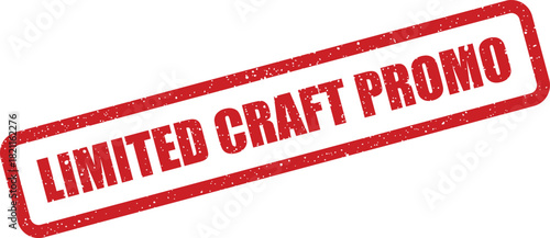 Distressed red stamp showing the words limited craft promo in a rectangular box for marketing campaigns