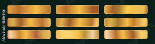 Collection of Golden premium gradient. metallic gold gradients set.   vector gold gradient styles. Golden squares collection. Golden background texture. EPS10.