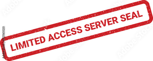 Distressed vintage rubber stamp effect indicating limited access server seal for critical network authentication and data security
