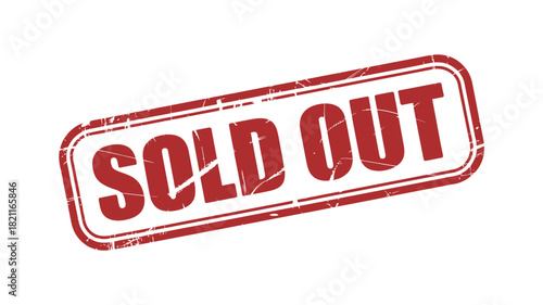 A red rectangular stamp with the words 'SOLD OUT' in white text on a white background.