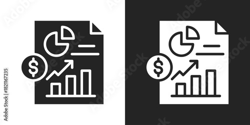 financial report Icon In Black And White Glyph Style