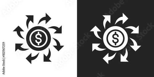 expenses Icon In Black And White Glyph Style