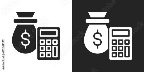 calculator Icon In Black And White Glyph Style