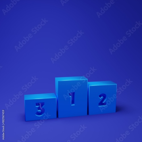 Blue Business podium icon isolated on blue background. Employee nomination sign. Person award symbol. Minimalism concept. 3D render illustration