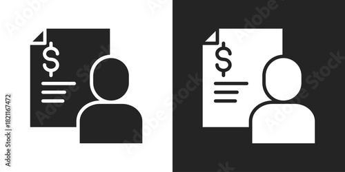 accountant Icon In Black And White Glyph Style