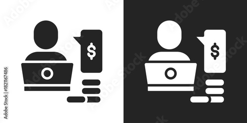 financial advisor Icon In Black And White Glyph Style