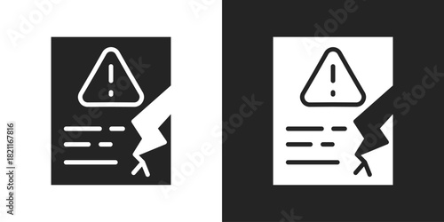 data breach Icon In Black And White Glyph Style