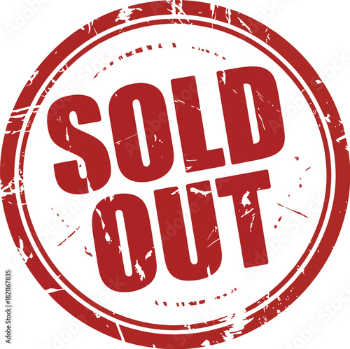A distressed red circular stamp reads "SOLD OUT" in bold capital letters.
