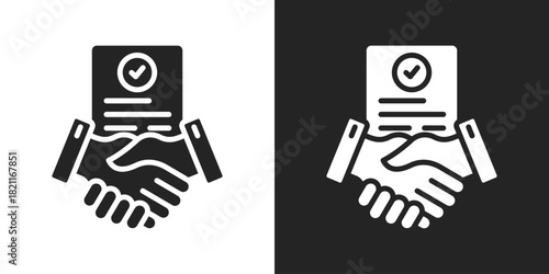 contract negotiation Icon In Black And White Glyph Style