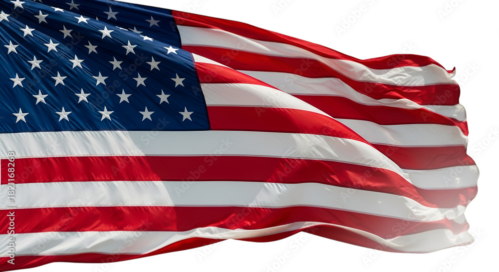 Obraz premium Close-up of American Flag Waving with Transparent Background