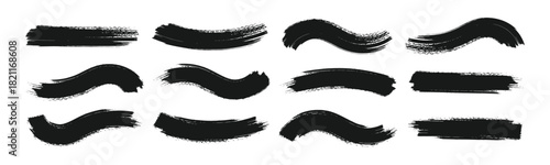 Brush. new brush stroke set. Vector collection of artistic grungy black paint hand made creative brush stroke set isolated on white background.