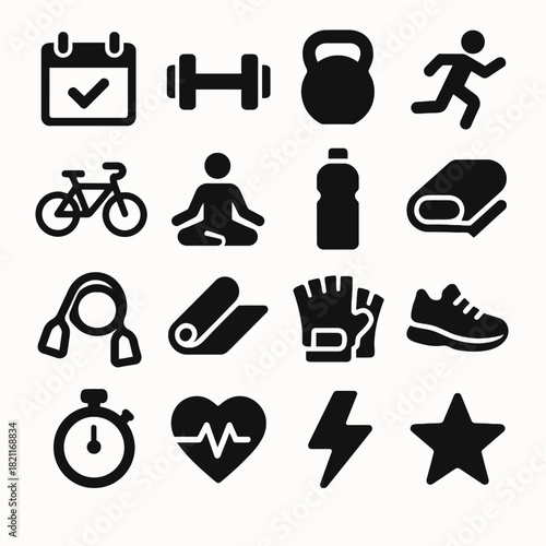 Fitness and exercise icons collection for wellness and health enthusiasts