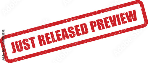 Grunge effect stamp graphic announcing a new preview release with a distinct rectangular form