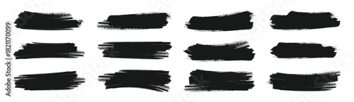 Brush. new brush stroke set. Vector collection of artistic grungy black paint hand made creative brush stroke set isolated on white background.
