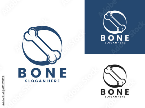 bone with circle logo design vector template, bone logo design vector template
